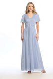 Celavie 6705-L Glitter Design A-Line Formal Dress with Flutter Sleeves