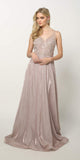 Juliet 699 Metallic Glitter Ice Blue Prom Dress Embellished Bodice V-Neck Sleeveless