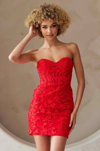 Amelia Couture 7053s Short Fitted Strapless Cocktail Dress