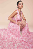 Ladivine 7442 Dress Tie Strap A-Line Floral Printed Skirt - ROSE