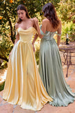 Ladivine 7449 A-Line Fitted Bodice Off the Shoulder Satin Dress