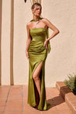 Ladivine 7451 Dress Strapless Satin Gown with Sash