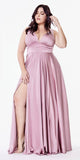 Cinderella Divine 7469 Sexy Long Prom Dress Mauve Evening Satin Gown