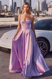 Ladivine 7481 Dress Luxe Satin A-Line Corset Gown