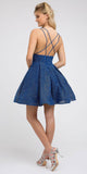 V-Neck Navy Blue Homecoming Short Dress with Pockets