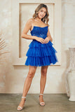 Amelia Couture 9066s Short A-Line Ruffled Layered Tulle Skirt Strapless Scoop