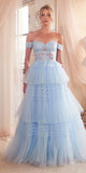 Ladivine 9315 Modern Princess Long Tier Layered Tulle Ball Gown