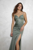 Eureka 9989 Fitted Satin Sweetheart Bodice Evening Gown