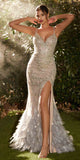 Andrea & Leo A1229 and A1229C Mermaid Dress - Silver/Nude