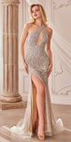 Andrea & Leo A1230 Long One Shoulder Beaded Evening Gown