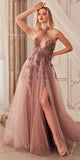 Andrea & Leo A1236 Long A-Line Halter Layered Glitter Tulle Dress