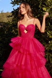 Andrea & Leo A1238 Long Keyhole Bodice Tiered Ruffled Ball Gown