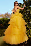 Andrea & Leo A1238 Long Keyhole Bodice Tiered Ruffled Ball Gown