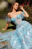Andrea & Leo A1285 Long Off the Shoulder Sheer Bodice A-Line Gown