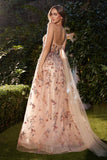 Andrea & Leo A1289 Long One Shoulder Floral Embroidered A-Line Gown