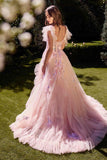 Andrea & Leo A1340 Long Off Shoulder Layered Ruffle Ball Gown
