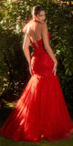 Andrea & Leo A1345 Long Strapless Red Mermaid Gown