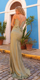 Nox Anabel A1372 Long Embroidered Boned Bodice Fitted Satin Gown