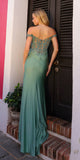 Nox Anabel A1373 Long Off the Shoulder Embroidered Bodice Satin Gown