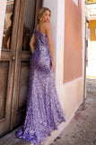 Nox Anabel A1377 Long One Shoulder Fitted Slit Sequin Gown