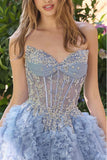 Andrea & Leo A1483 A-Line Gown Sheer Boned Bodice Strapless Fairytale