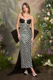 Andrea & Leo A1486 Fitted Black Column Gown Crystal Lattice Beadwork