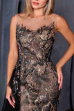 Andrea & Leo A1489 Fitted Formal Gown Sequin Embroidery Over Nude Mesh