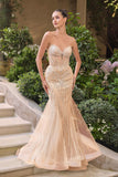 Andrea & Leo A1492 Starburst Beaded Pattern Fitted Mermaid Gown