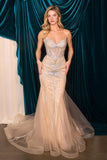 Andrea & Leo A1492 Starburst Beaded Pattern Fitted Mermaid Gown