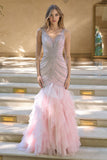 Andrea & Leo A1493 Showstopping Mermaid Gown Ruffle Tiered Tulle Skirt