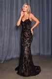 Andrea & Leo A1499 Ethereal Floral Lace Thigh High Slit Fitted Lace Gown