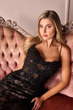 Andrea & Leo A1499 Ethereal Floral Lace Thigh High Slit Fitted Lace Gown