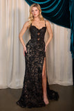 Andrea & Leo A1499 Ethereal Floral Lace Thigh High Slit Fitted Lace Gown