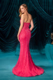 Andrea & Leo A1506 Sculpted Strapless Neckline Sequin Accents Fitted Gown