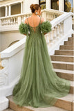 Andrea & Leo A1515 Fitted Beaded Gown with Ruffle Tulle Cape
