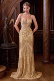 Andrea & Leo A1526 Fitted Fringe Beaded Formal Gown
