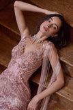 Andrea & Leo A1529 Fitted Fringe Dress With Embellished Details