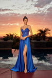 Nox Anabel A1748 Sweetheart Neck Plunging V-bodice Stretch Satin Dress