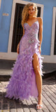 Nox Anabel C1413 Long Sequin Embroidered Applique Fitted Feather Gown