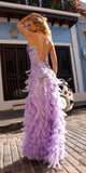Nox Anabel C1413 Long Sequin Embroidered Applique Fitted Feather Gown