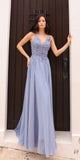 Nox Anabel C1462 Long A-Line Flowy Chiffon Embroidered Lace Dress