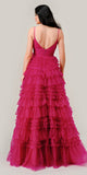 Ladivine C156 Long Ruffled Layered Tulle Ball Gown