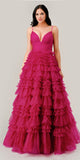 Ladivine C156 Long Ruffled Layered Tulle Ball Gown