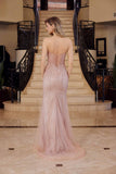 Nox Anabel C1844 Strapless Beaded Tulle Prom Gown Peaked Neckline