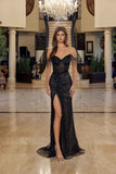 Nox Anabel C1850 Off Shoulder Fully Beaded Fitted Prom Gown