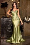 Ladivine CA119 Sweetheart Neck Fitted Stretch Satin Formal Gown