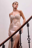 CLEARANCE - Ladivine CA121 Long Fitted Gown Embellished Corset Bodice Sweetheart (Size 2)