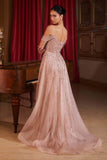 Ladivine CB147 Long Beaded Embellished A-Line Tulle Gown