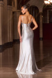 Ladivine CB163 Fitted Slight Flare Illusion V-Neckline Stretch Gown