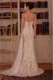 Ladivine CB168W Fitted Bridal Gown Plunging Neckline Side Sash Panel